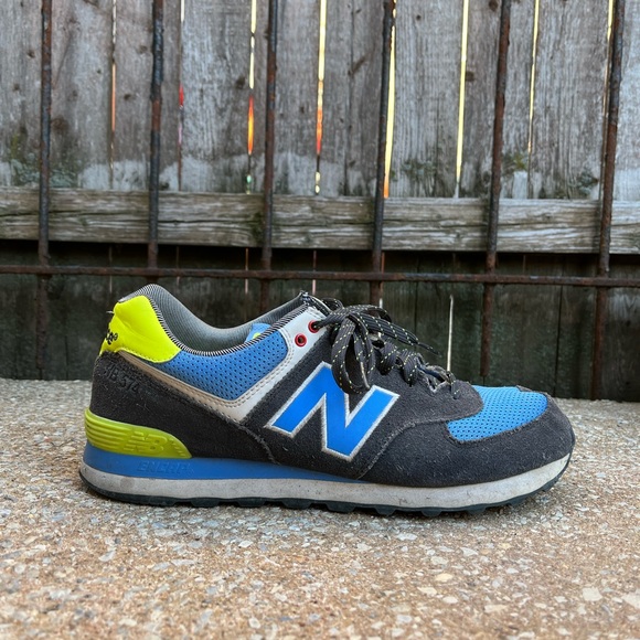 New Balance 574 — Blue / Neon Yellow (Size 10 Men’s) - Picture 5 of 12